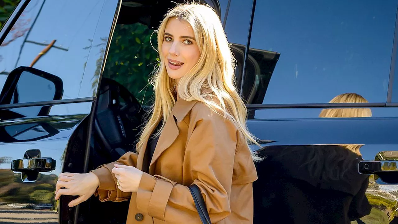 Emma Roberts Looks Glamorous Driving SUV to Friend's House