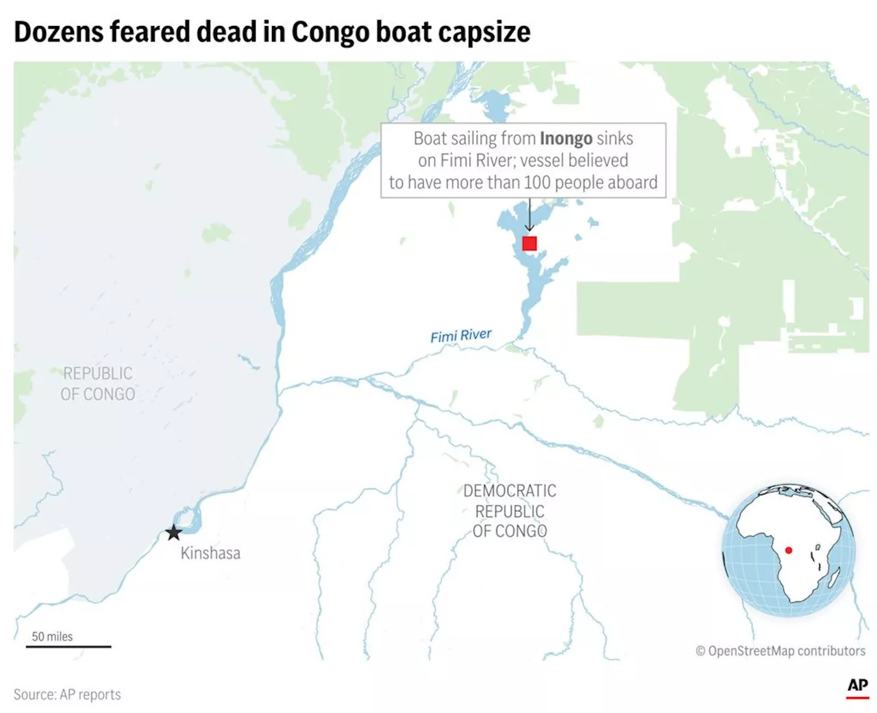 Overcrowded Boat Capsizes in Congo, at Least 25 Dead