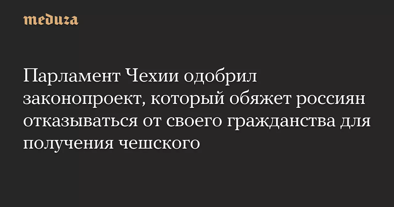 Чешский парламент обяжет россиян отказаться от гражданства для получения чешского