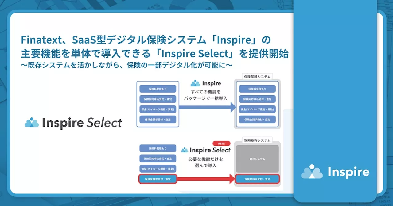 Finatext、デジタル保険システム「Inspire」に単体導入可能な新サービス「Inspire Select」を開始