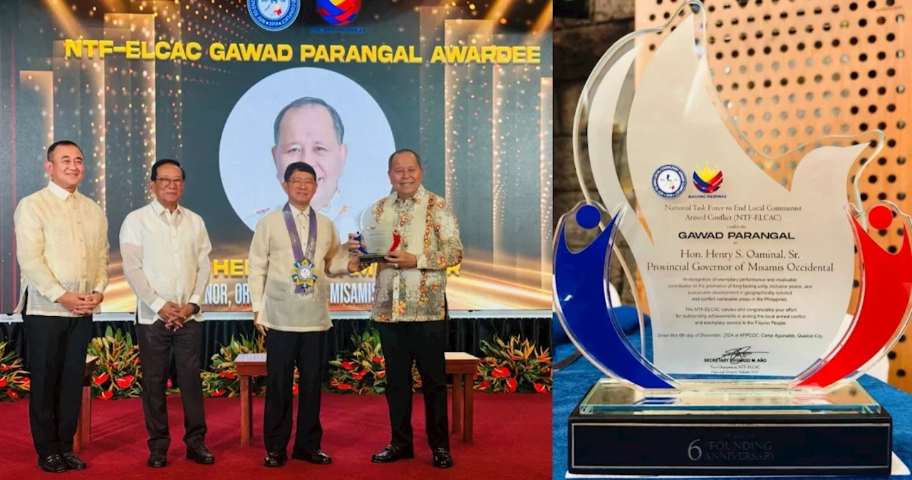 Misamis Occidental Governor Receives Gawad Parangal for Peace Initiatives