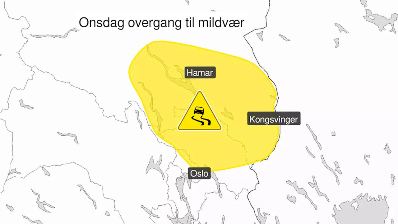 Gult farevarsel for is på Østlandet