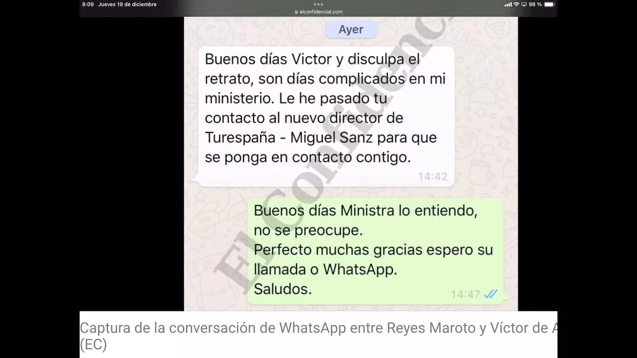 Mensaje revelador incrimina a Reyes Maroto por conversaciones con Víctor de Aldama