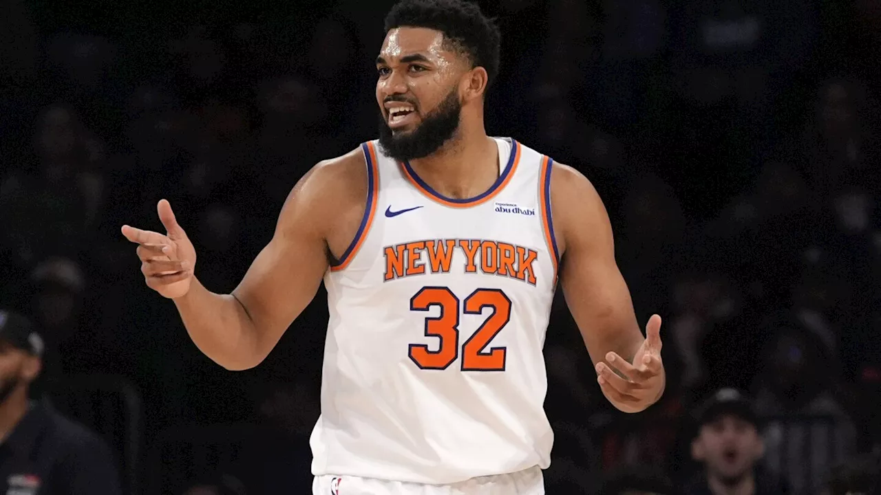 New York Knicks’ Karl-Anthony Towns Reacts During Basketball Game