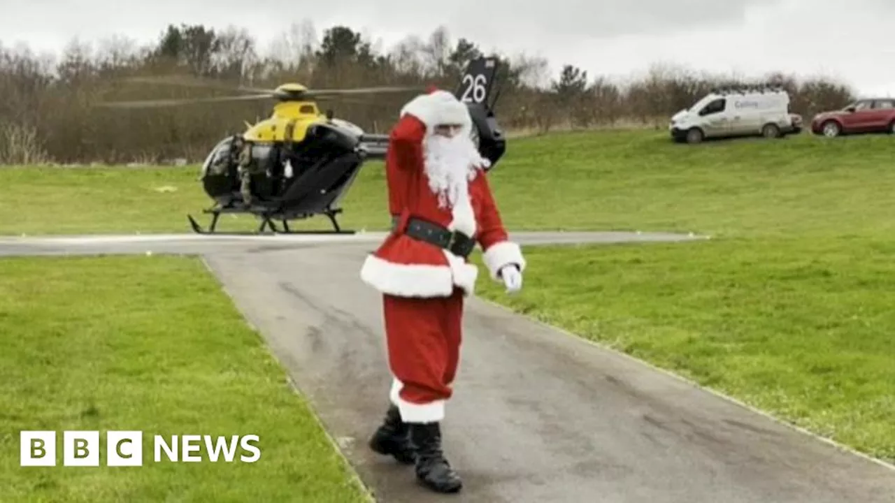 Santa Takes to the Skies in Helicopter for Telford Hospital Visit