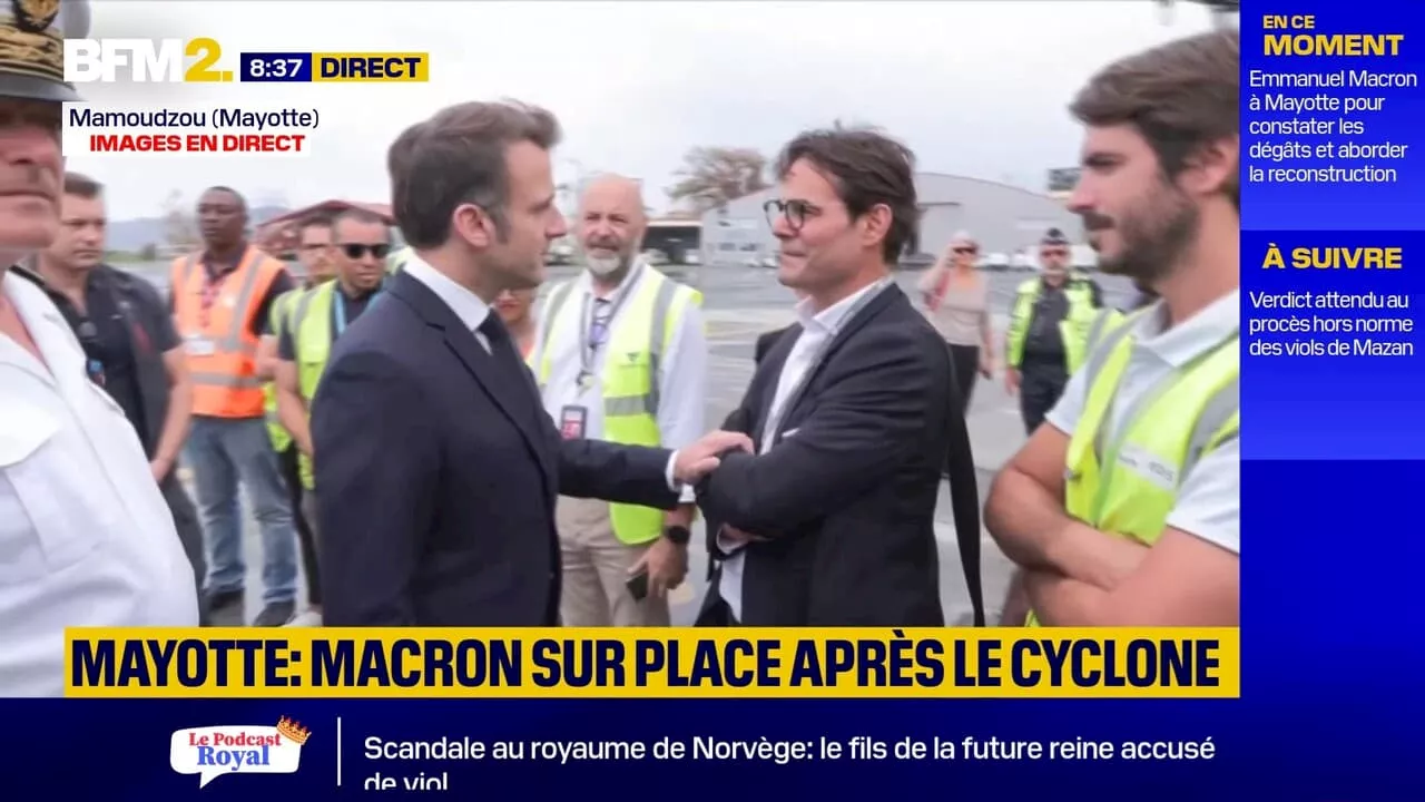 Emmanuel Macron est arrivé à Mayotte pour constater les dégâts après le cyclone Chido