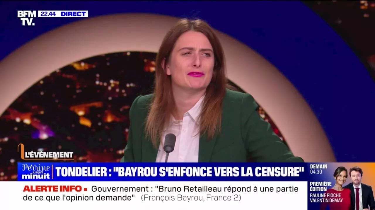 Marine Tondelier (secrétaire nationale des Écologistes): 'Chaque jour (François Bayrou) s'enfonce un peu plus'