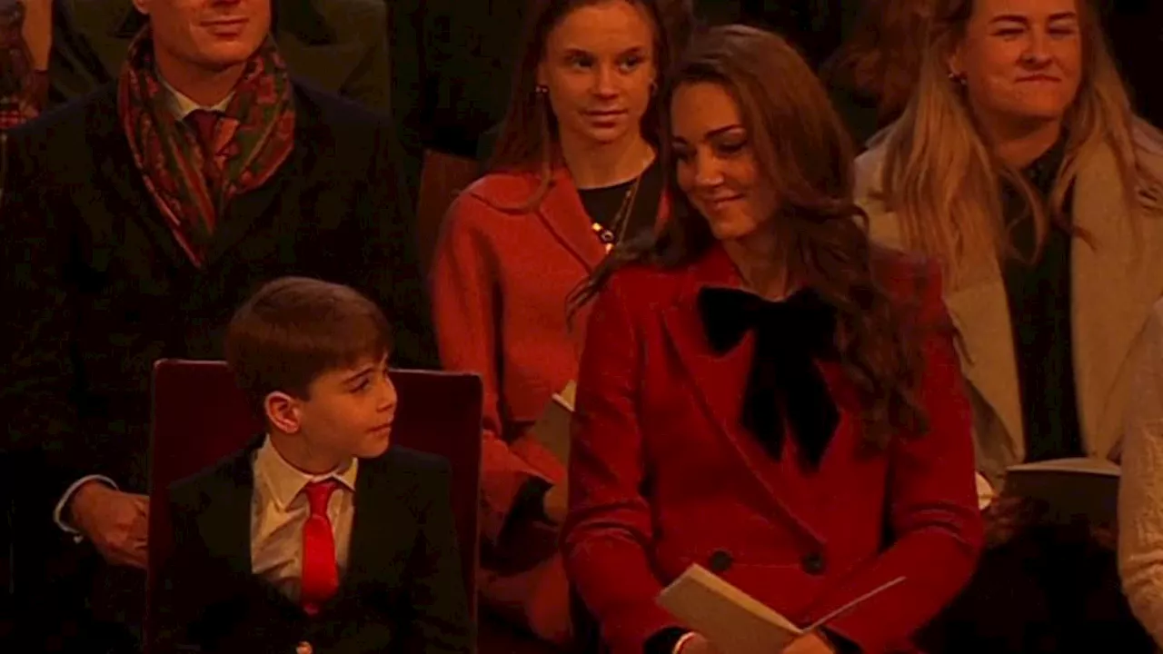 Kate Middleton and Prince Louis, six, share a tender mother-son moment in first glimpse of the...