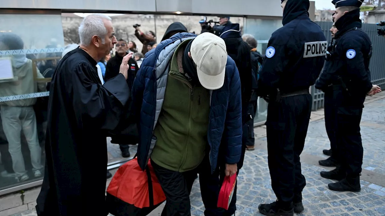 Moment Monster of Avignon's accomplices are jeered by crowds outside French court screaming...