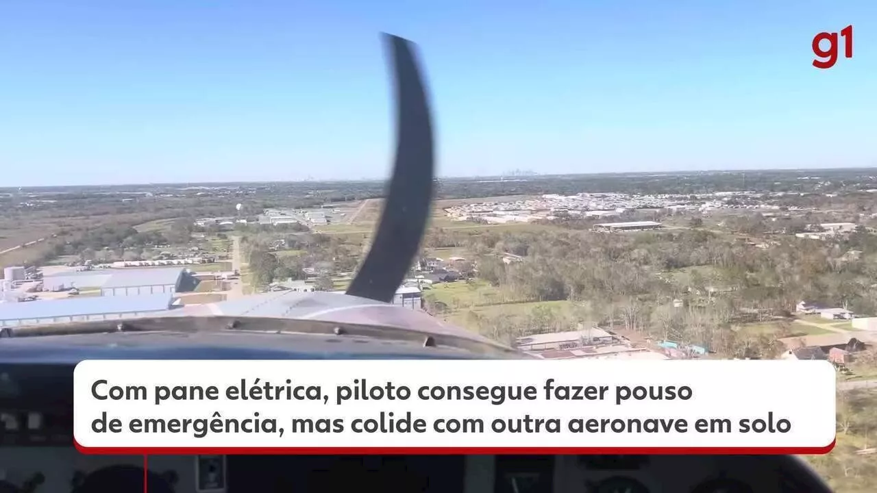 Piloto faz pouso de emergência e colide com outra aeronave em Houston