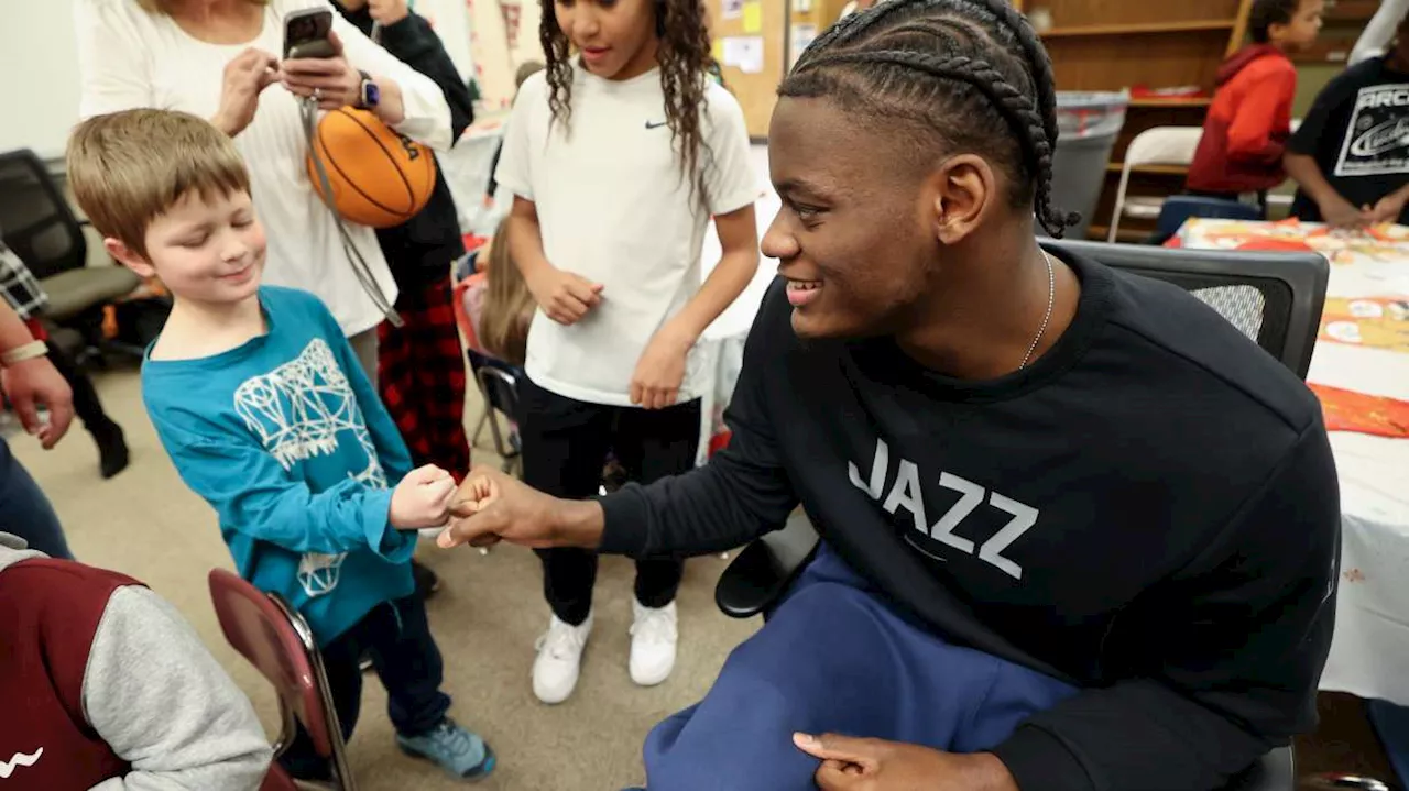 Injured Jazz Forward Taylor Hendricks Spends Holiday with Elementary School Kids