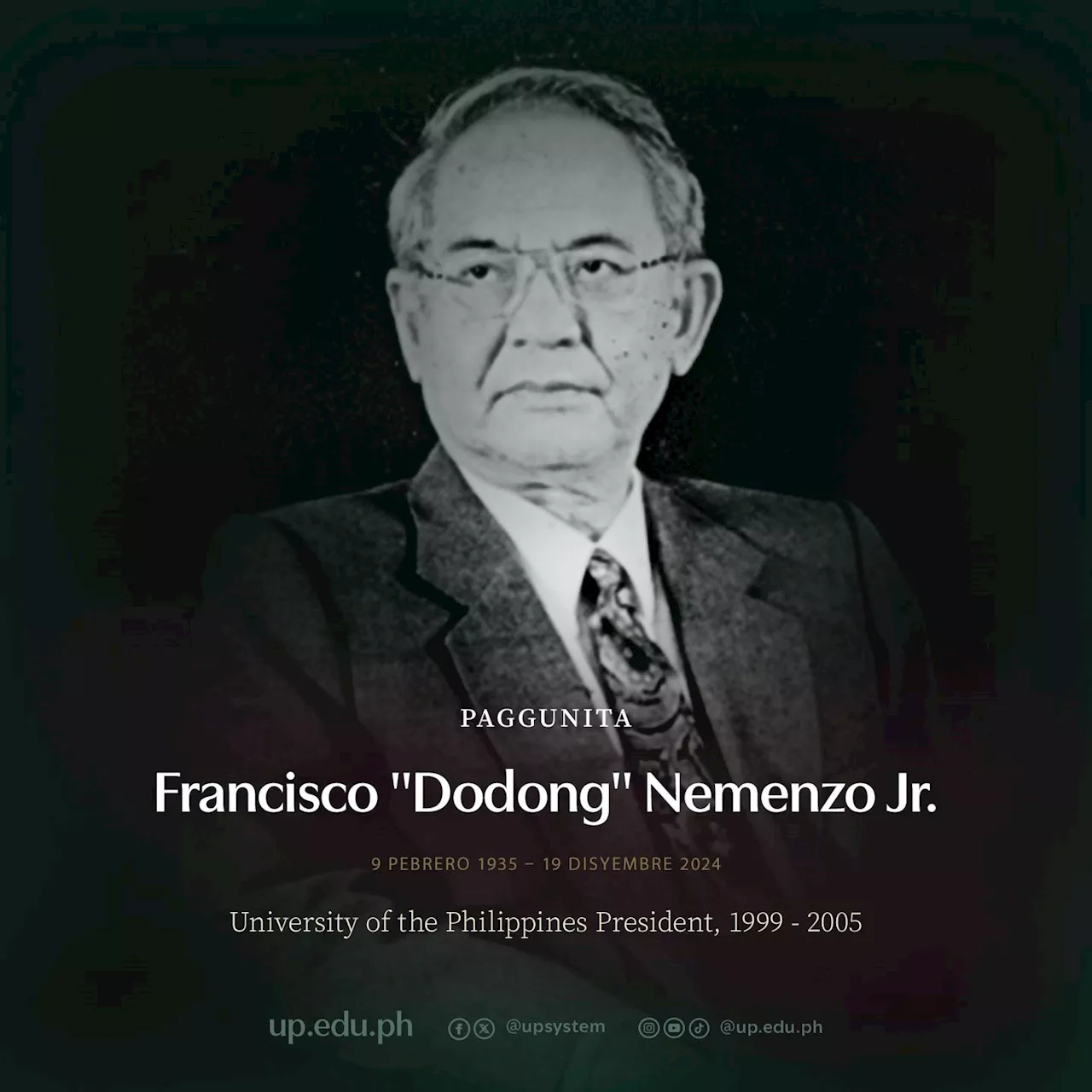 Former UP President Francisco 'Dodong' Nemenzo Dies at 89