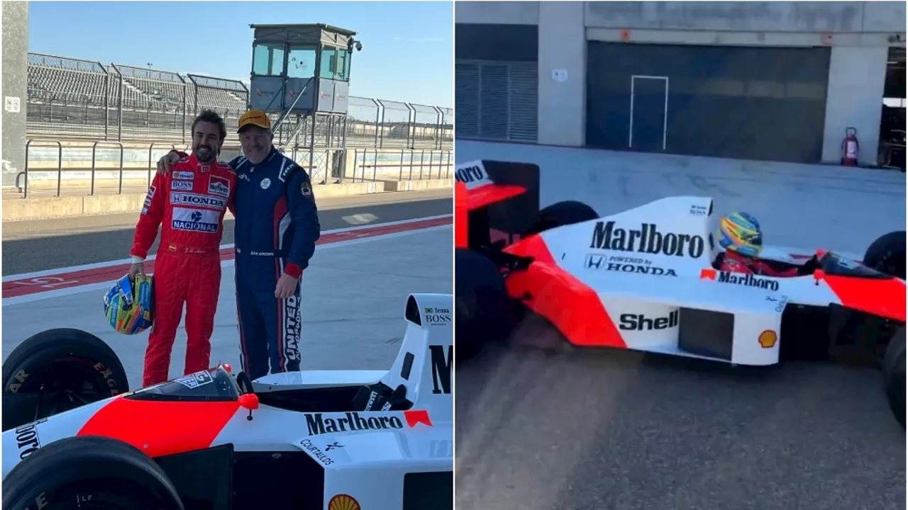 Fernando Alonso 'encarna' a Ayrton Senna rodando con su McLaren en Aragón