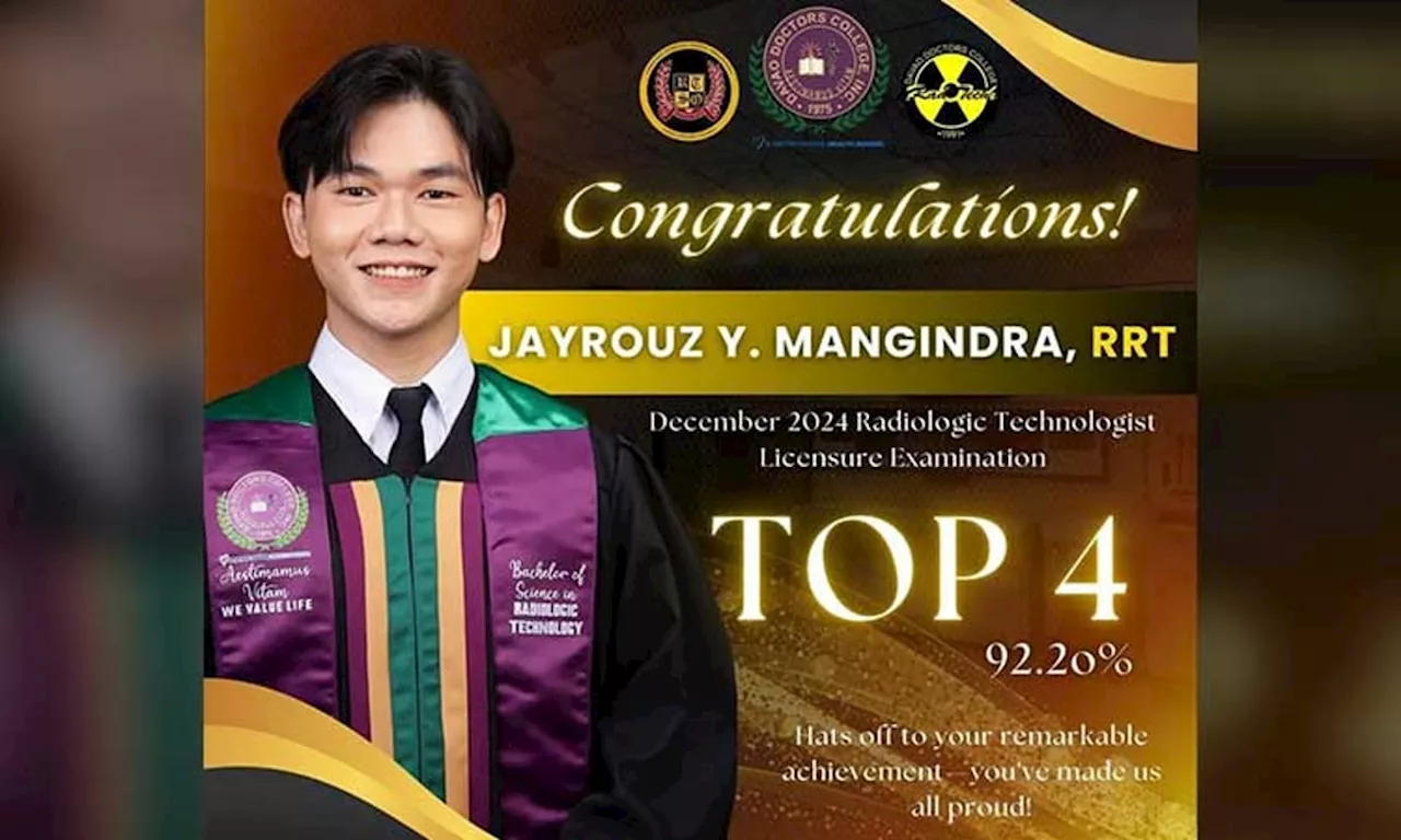 Davao Doctors College Graduate Achieves Top Ranking in Radiologic Technologist Licensure Exam