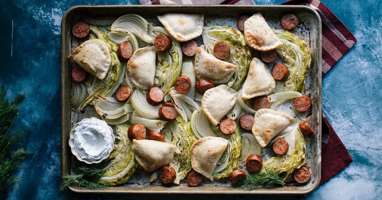 Easy Kielbasa, Cabbage, and Pierogi Sheet Pan Dinner