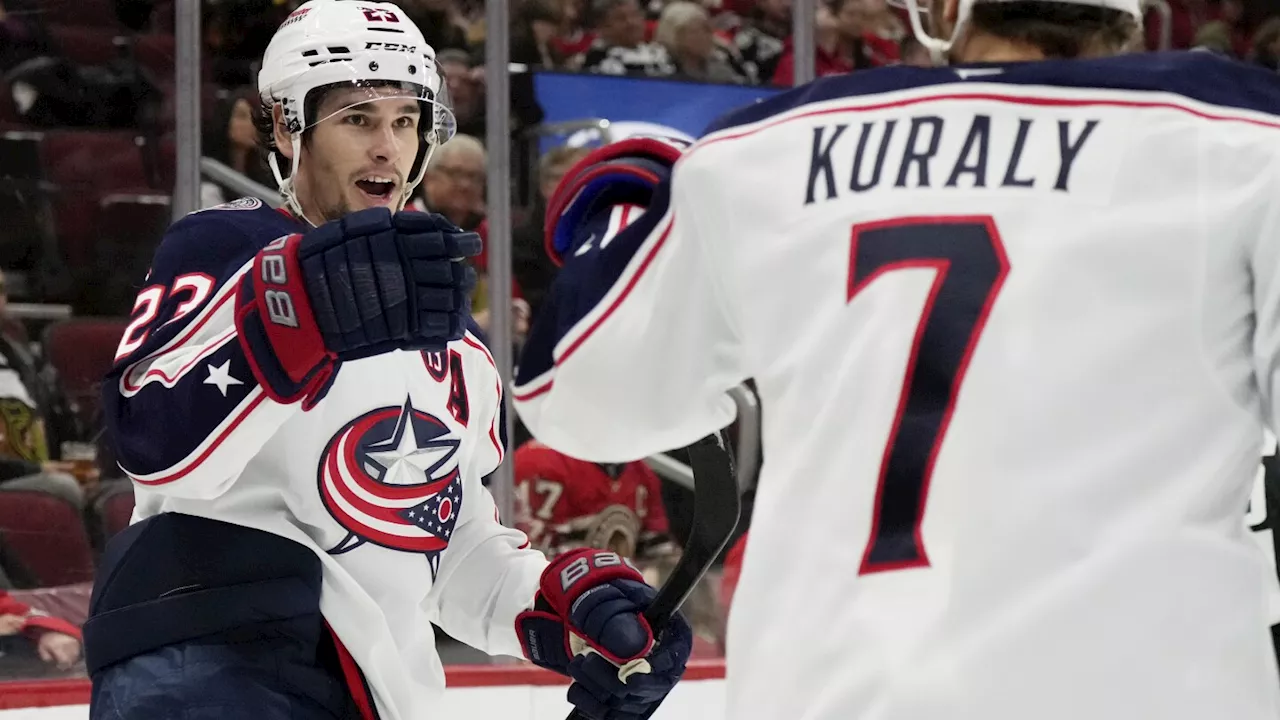 Monahan with goal and assist, Blue Jackets extend points streak to 6 with 6-3 win over Blackhawks