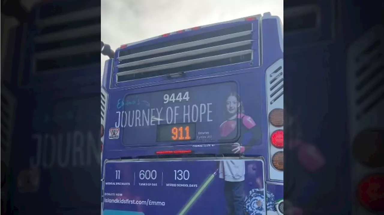 Accidental 'Call 911' Sign Displayed on Public Bus in Victoria, BC