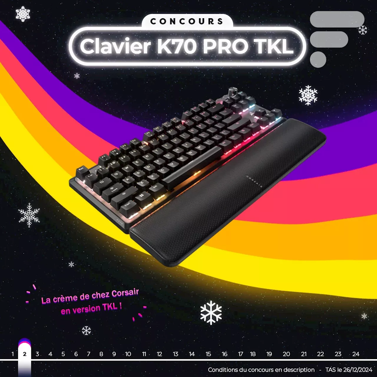 Gagner un Clavier Gamer K70 Pro TKL de Corsair Grâce au Concours #FrandroidOffreMoi