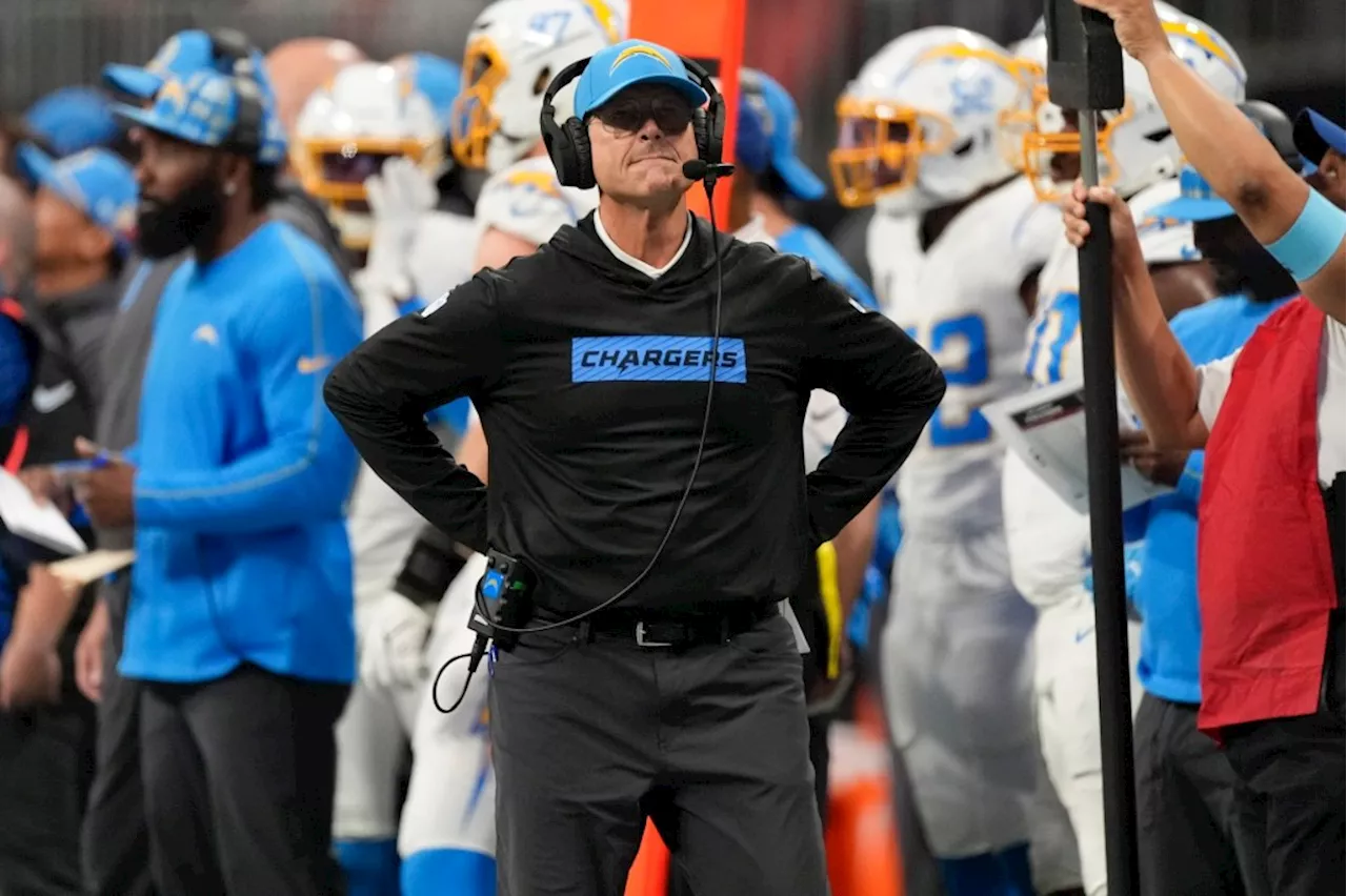 Chargers coach Jim Harbaugh blames himself for botched fake punt against the Falcons