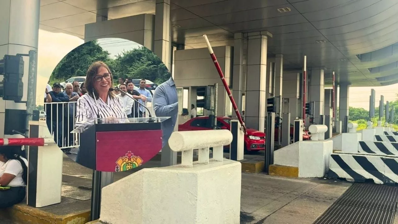 Así clausuró Rocío Nahle la caseta de cobro de Coatzacoalcos, en primer día como gobernadora