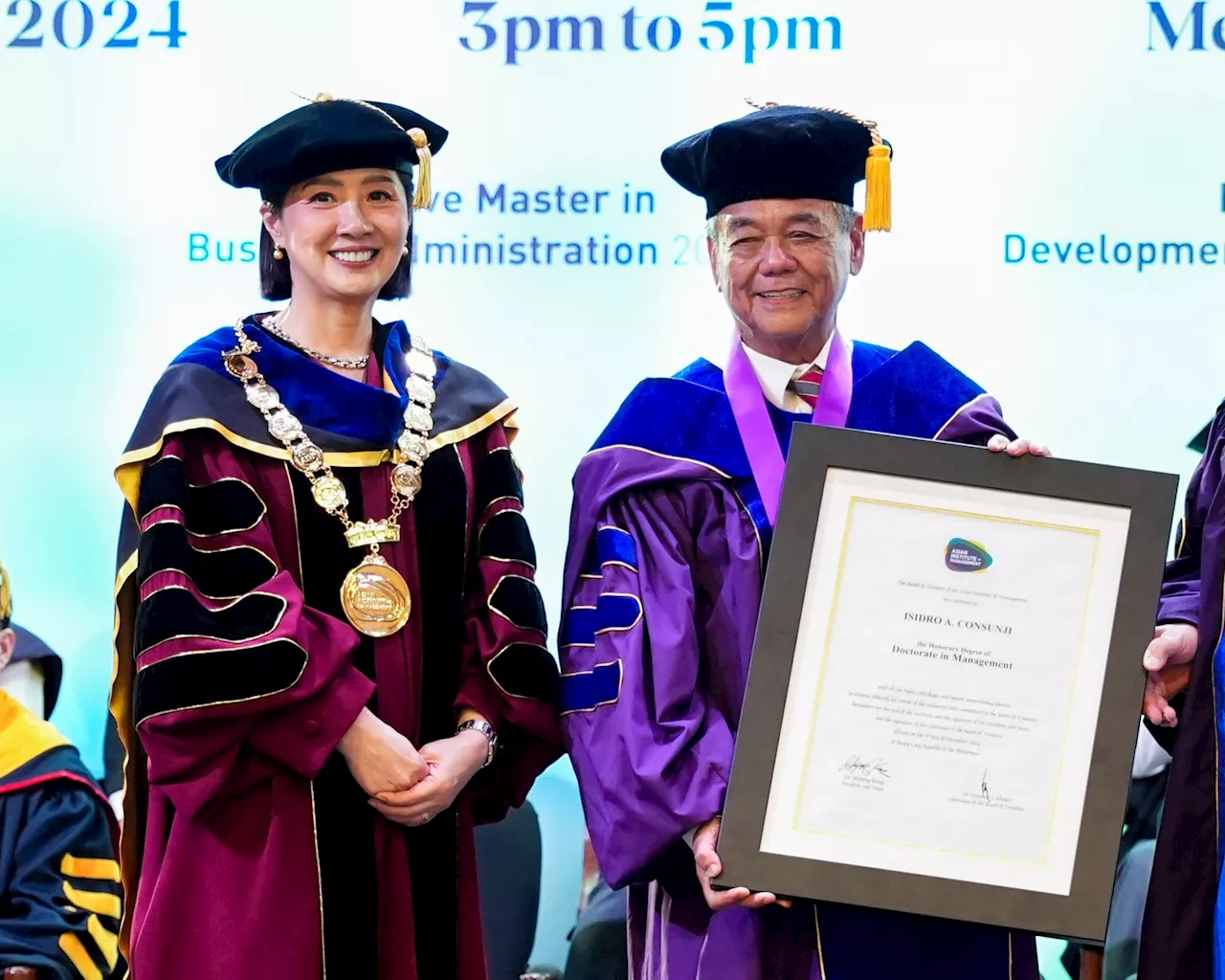 AIM confers honorary Doctorate in Mngt degree on DMCI chair-president