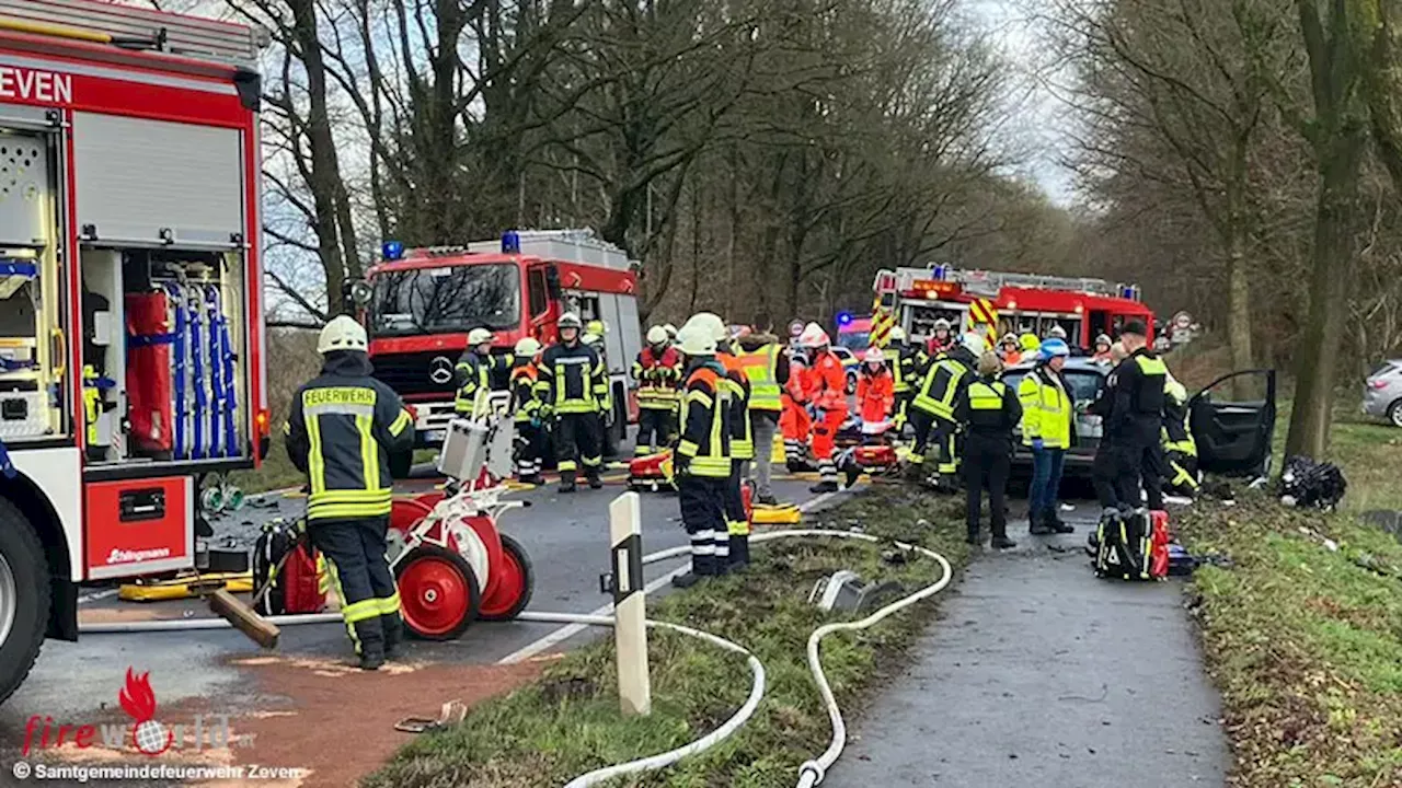 D: Zwei Tote und eine Schwerverletzter bei Frontalzusammenstoß zweier Pkw auf B71 bei Zeven