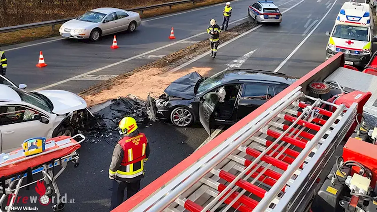 Ktn: Zwei schwere Verkehrsunfälle in Villach, Lenker teilweise eingeklemmt