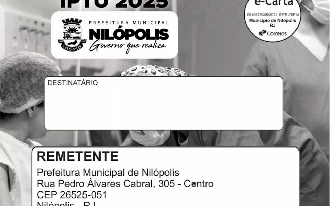 Nilópolis adota e-carta para pagamento do IPTU a partir de 2025