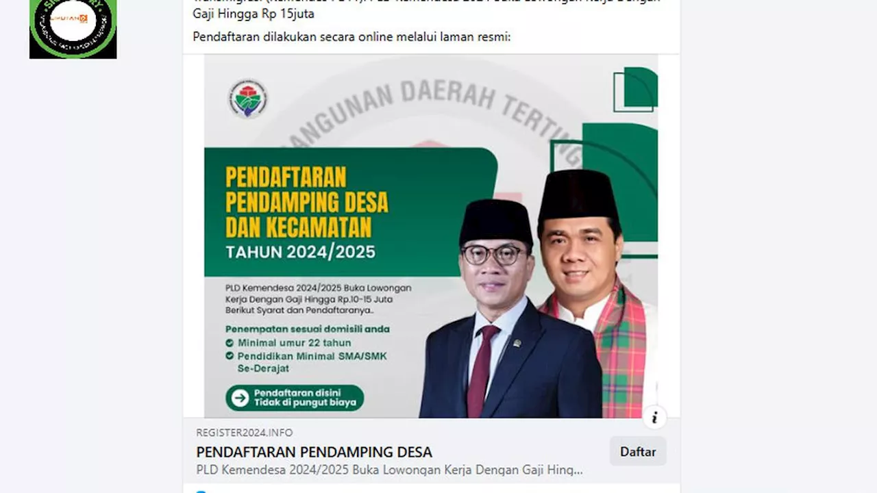 Hoaks Pendaftaran Pendamping Lokal Desa