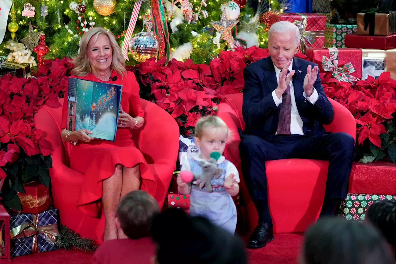 Biden and the first lady bring holiday cheer to patients and families at a children's hospital