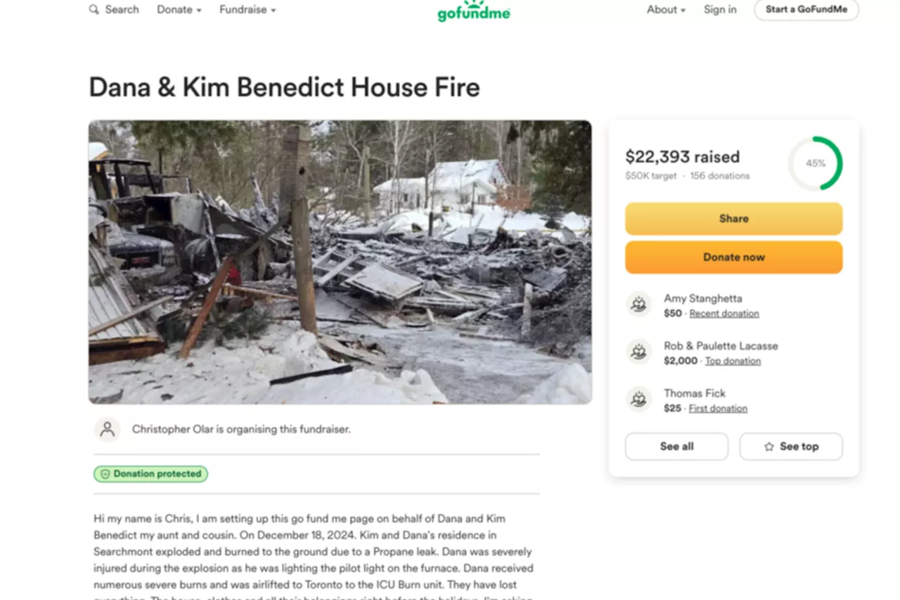 GoFundMe climbs over $22k for owners of Searchmont home that exploded