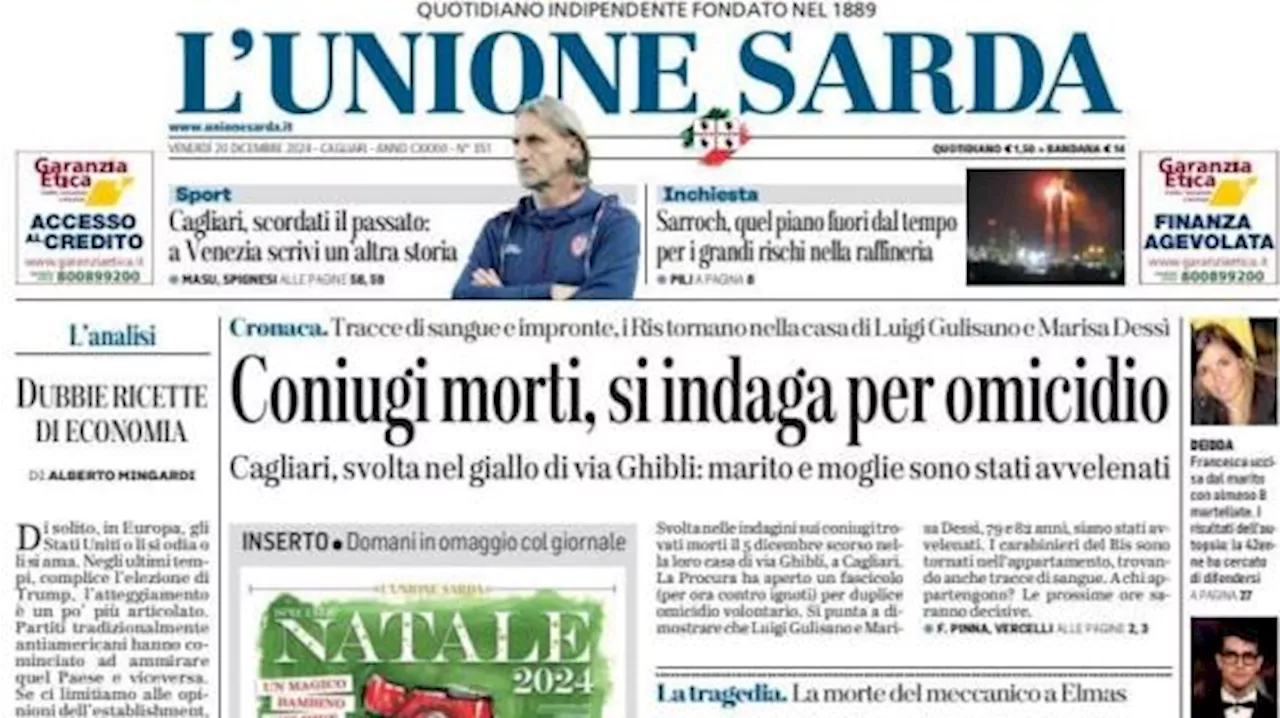 L'Unione Sarda: 'Cagliari, scordati il passato: a Venezia scrivi un'altra storia'