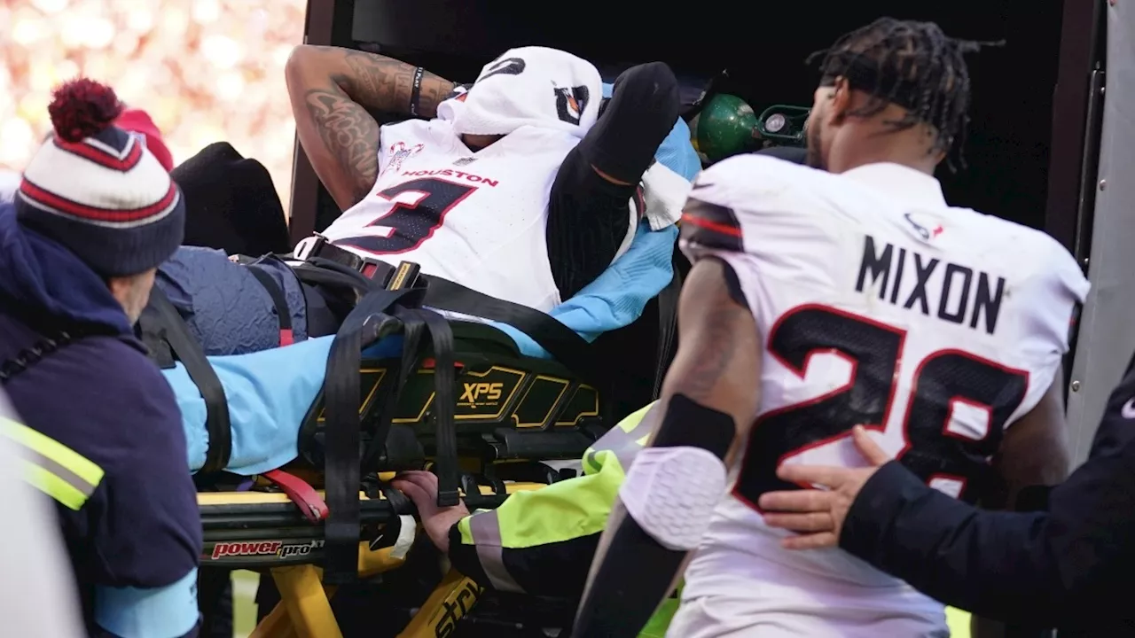 Texans WR Tank Dell carted off with knee injury after TD catch vs Chiefs