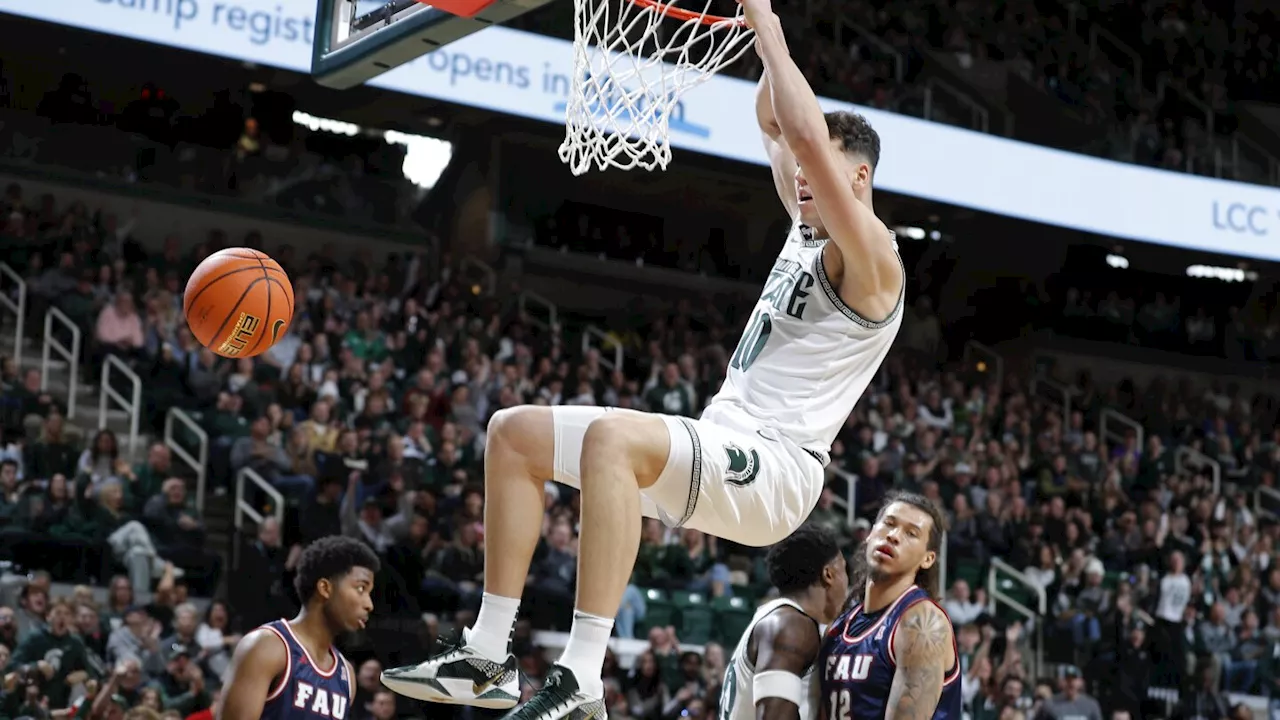 Coen Carr has 17 points, 8 rebounds to lead No. 20 Michigan State past Florida Atlantic 86-69