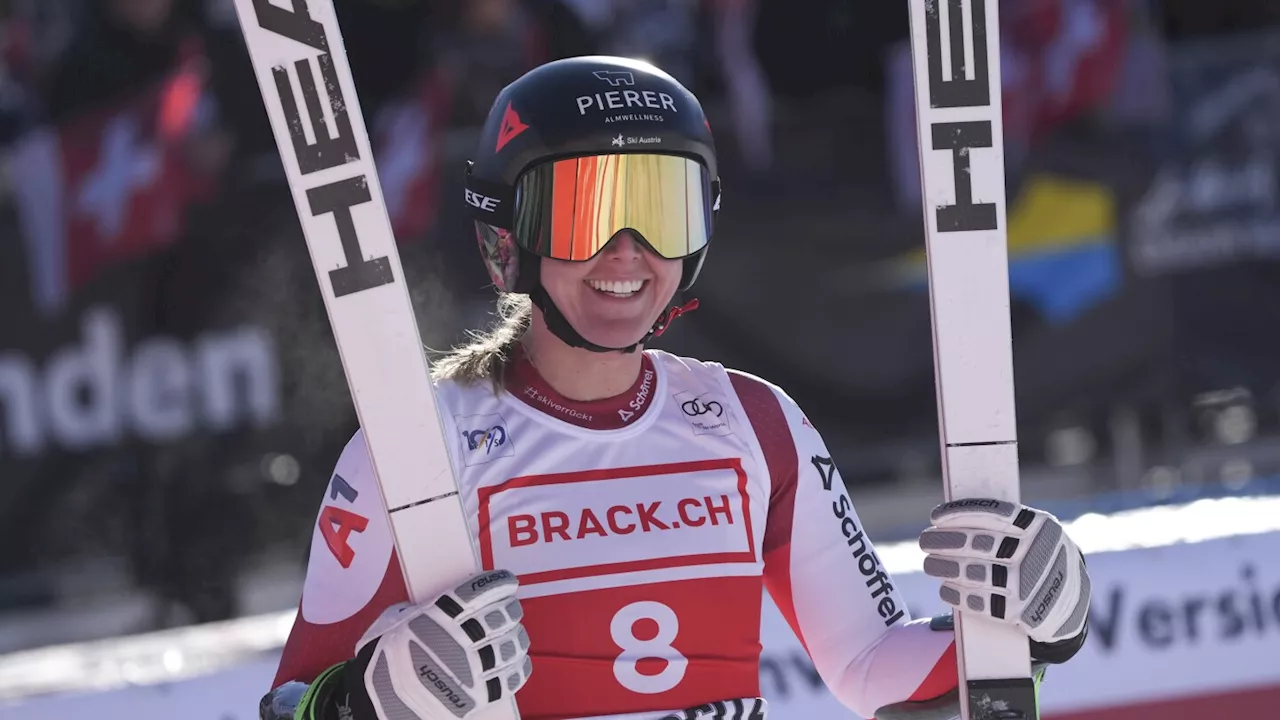 Huetter silences Swiss crowd when she finishes ahead of Gut-Behrami to win super-G in St. Moritz