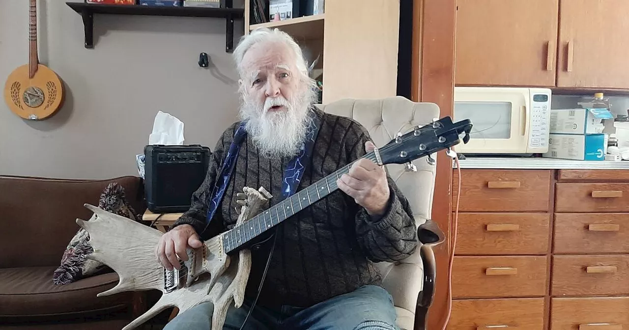 Music maker, 88, creates unique horn section, with moose antler bass guitar and cello