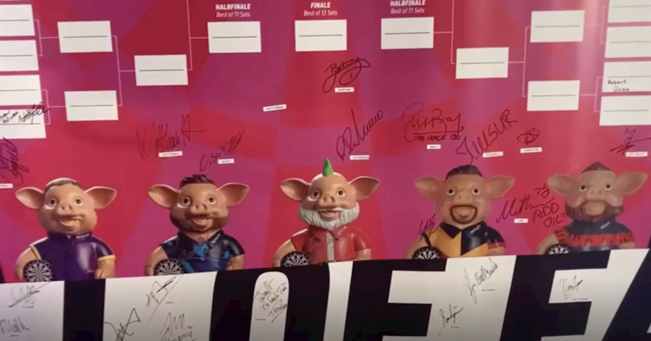 Watch darts stars reimagined as pigs at World Darts Championship