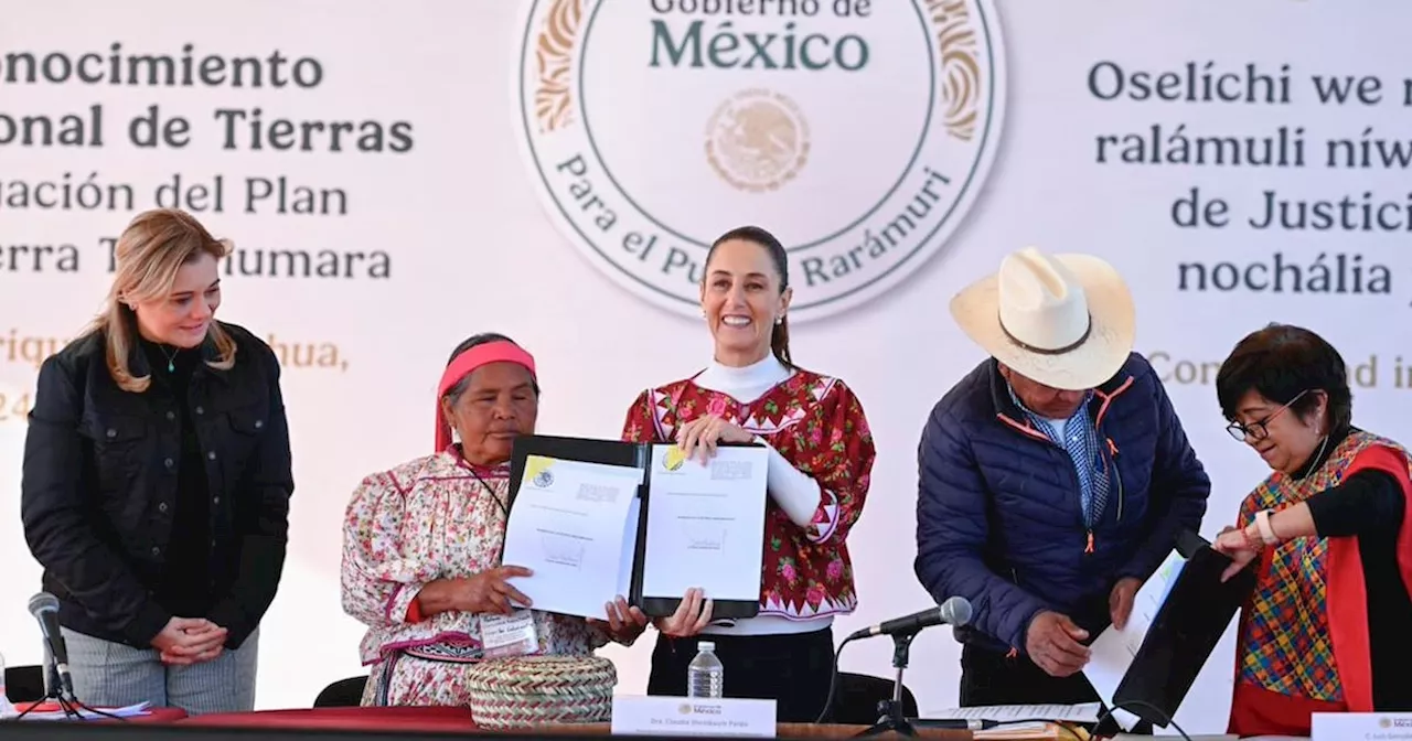 Sheinbaum y Campos restituyen tierras rarámuri y suman esfuerzos en favor de las comunidades