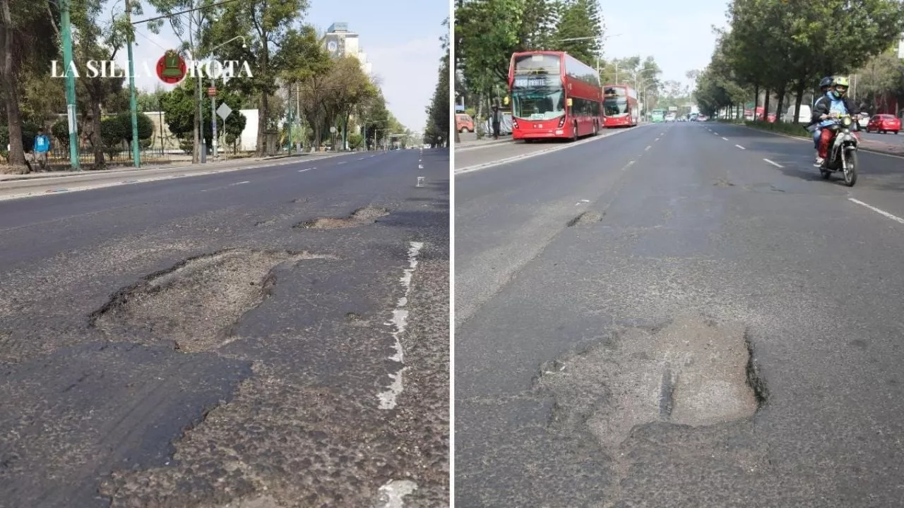 Paseo de Reforma, una pista de obstáculos: Llena de baches, hoyos, parches…