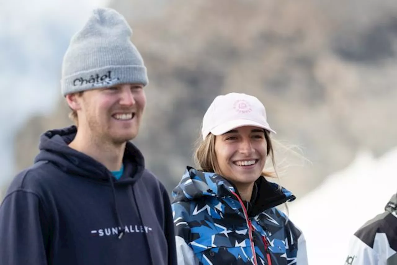 Ben Cavet et Perrine Laffont sur le podium du parallèle à Bakuriani