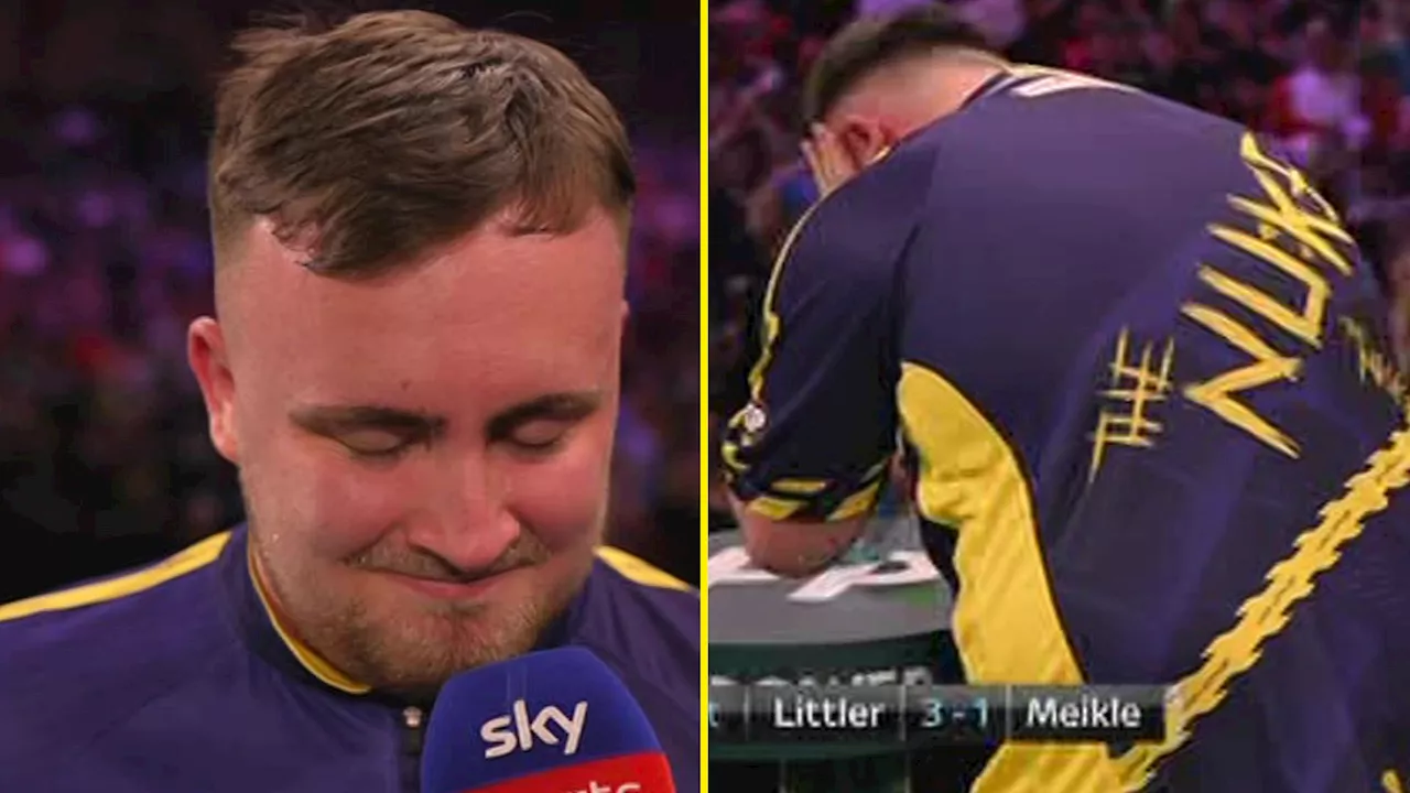 Luke Littler stops interview as he fights back tears after one of darts’ most outstanding sets in history...