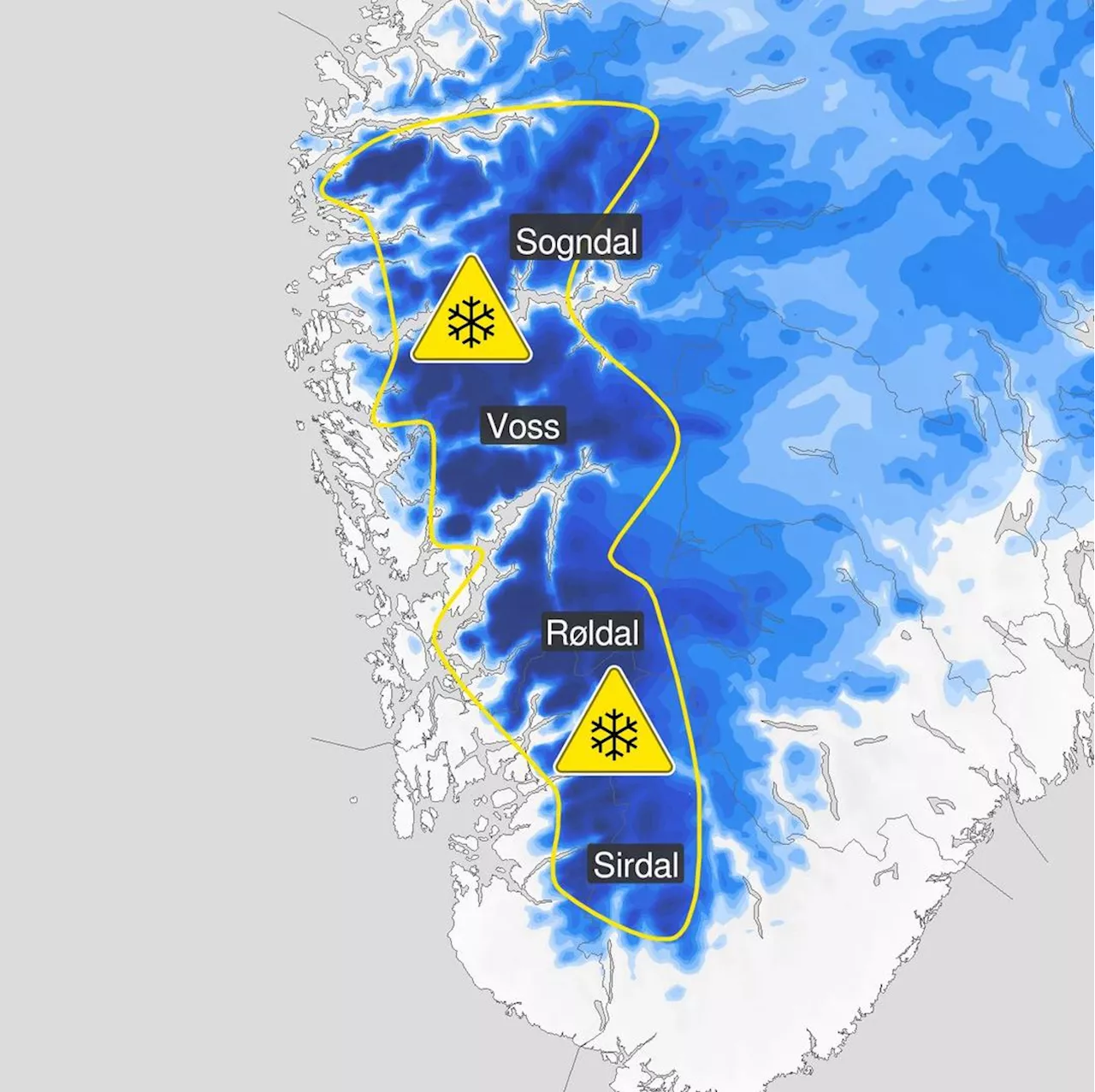 Farevarsel for snø i fjellet i Sør-Norge – opptil 50 cm snø i vente