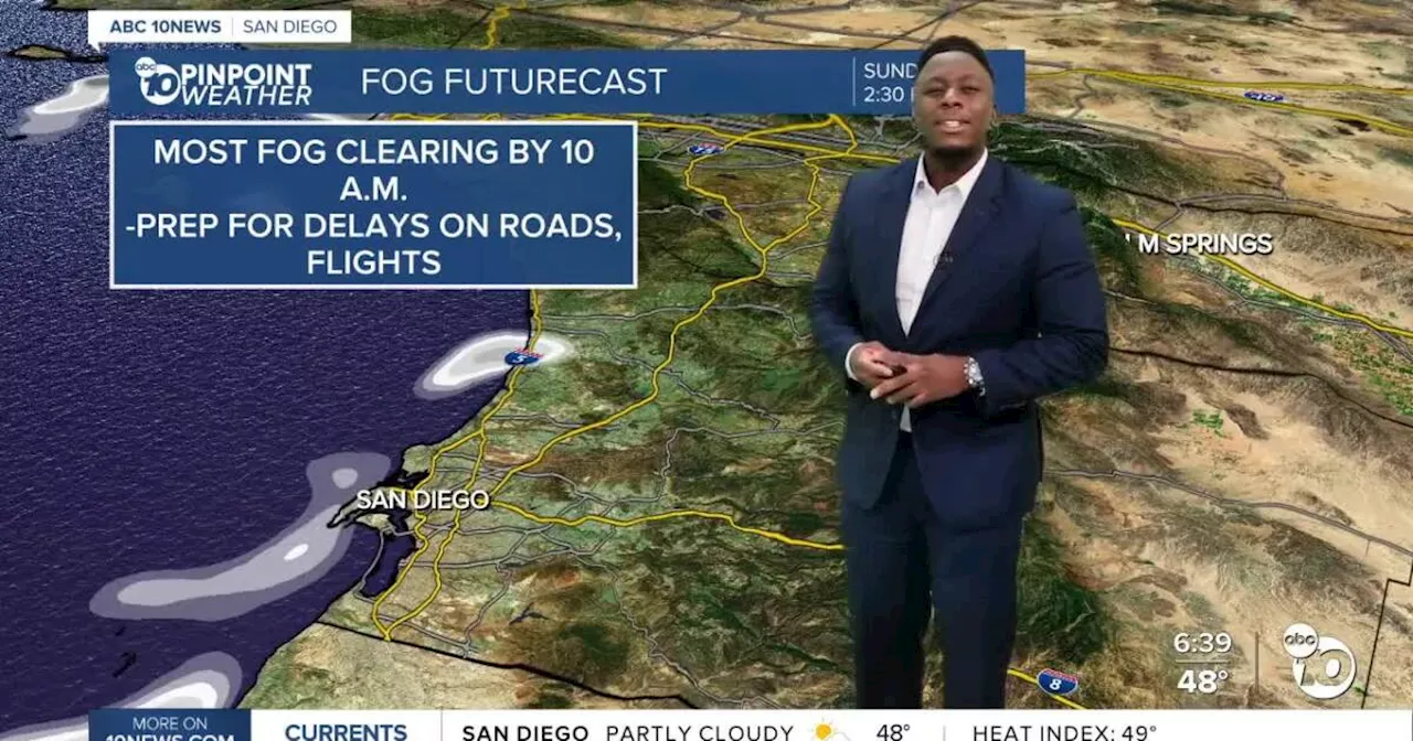 San Diego’s Weather Forecast for Sunday, December 22, 2024: Much less fog this morning