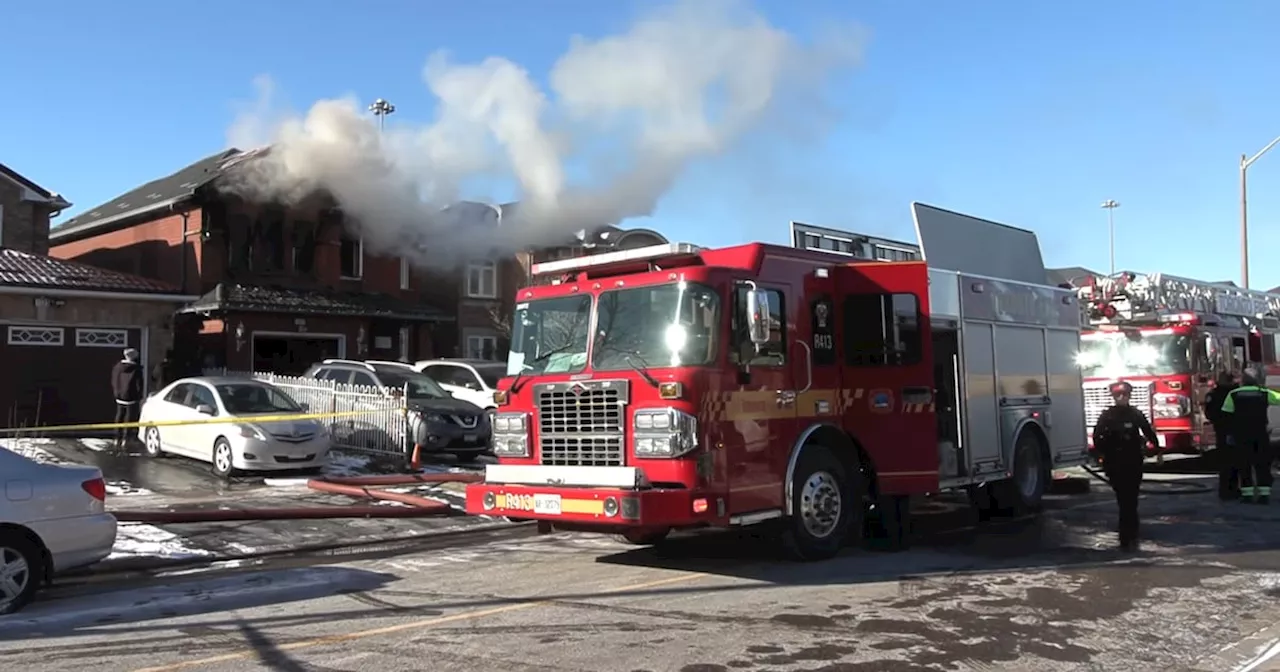 Four people taken to hospital, 1 critical after house fire in Etobicoke: paramedics