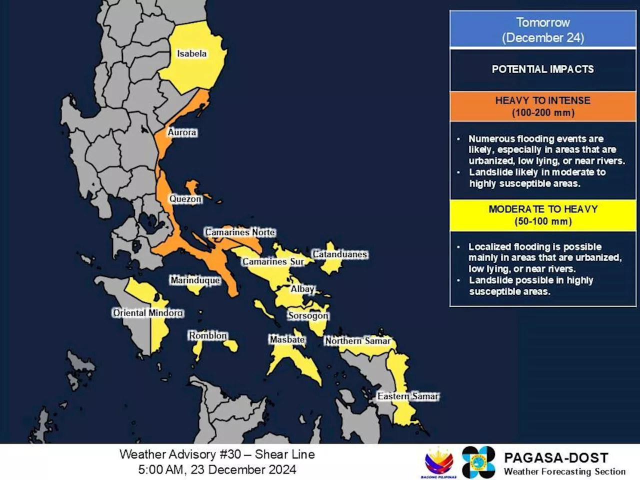 Rainy Christmas Eve, Day expected in some areas —PAGASA