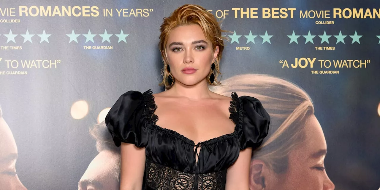 Florence Pugh Adds an Edge to Her Lacy Black Dress with Embellished Platform Heels