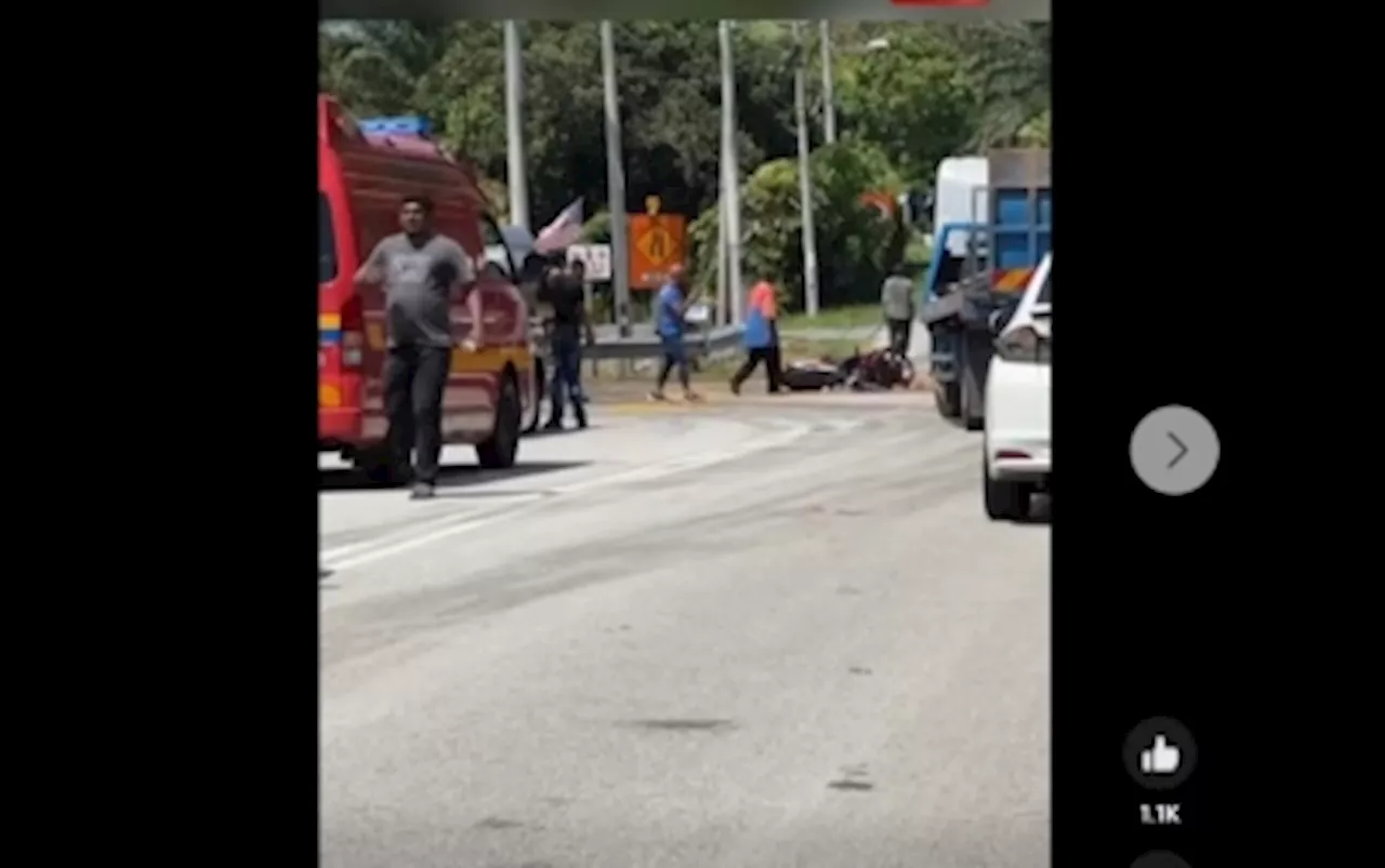 Tragic end: Four-year-old girl riding pillion with two siblings on bike with dad killed in motorcycle-lorry crash in Johor