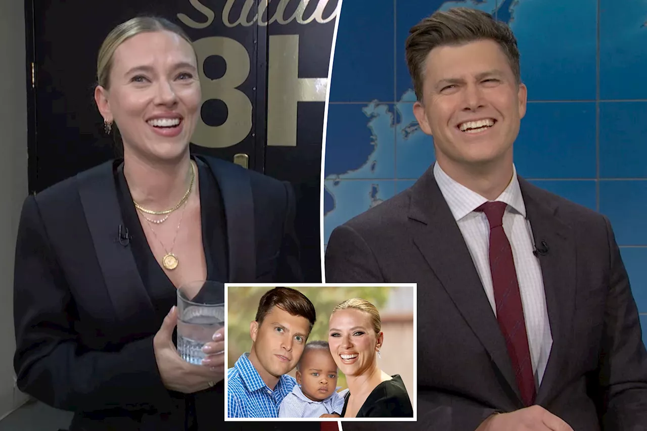 Colin Jost tells wild jokes about wife Scarlett Johansson on 'SNL' — as she watches from backstage