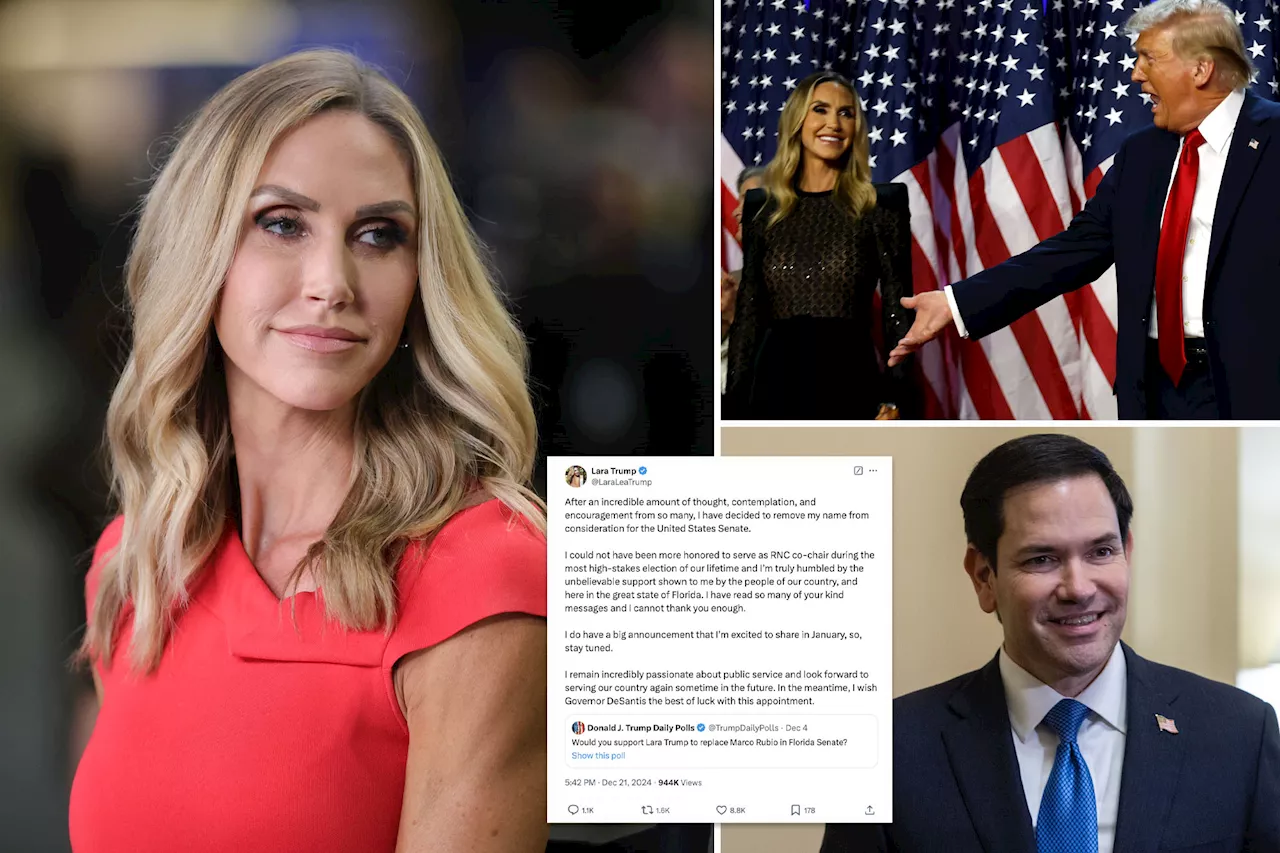 Lara Trump withdraws name from consideration for open Fla. Senate -- and teases 'big announcement'