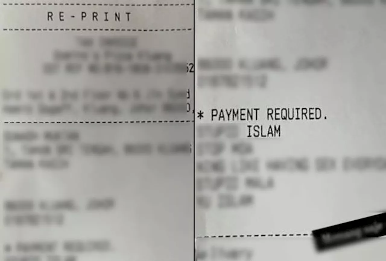 Johor cops probe derogatory message insulting Islam printed on fast food restaurant’s receipts